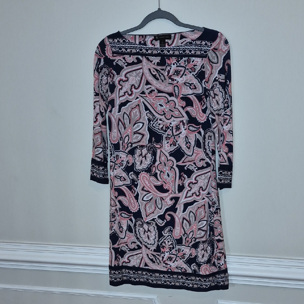 INC International Concepts Navy And Pink Paisley Dress